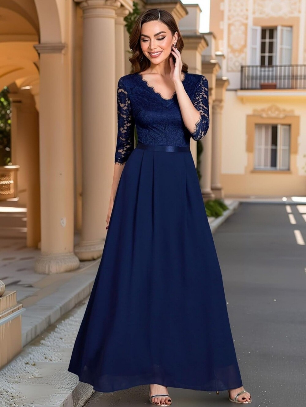 NWT‎ MissMay Navy Blue Lace Maxi Dress Medium Wedding Guest Mother of the Bride